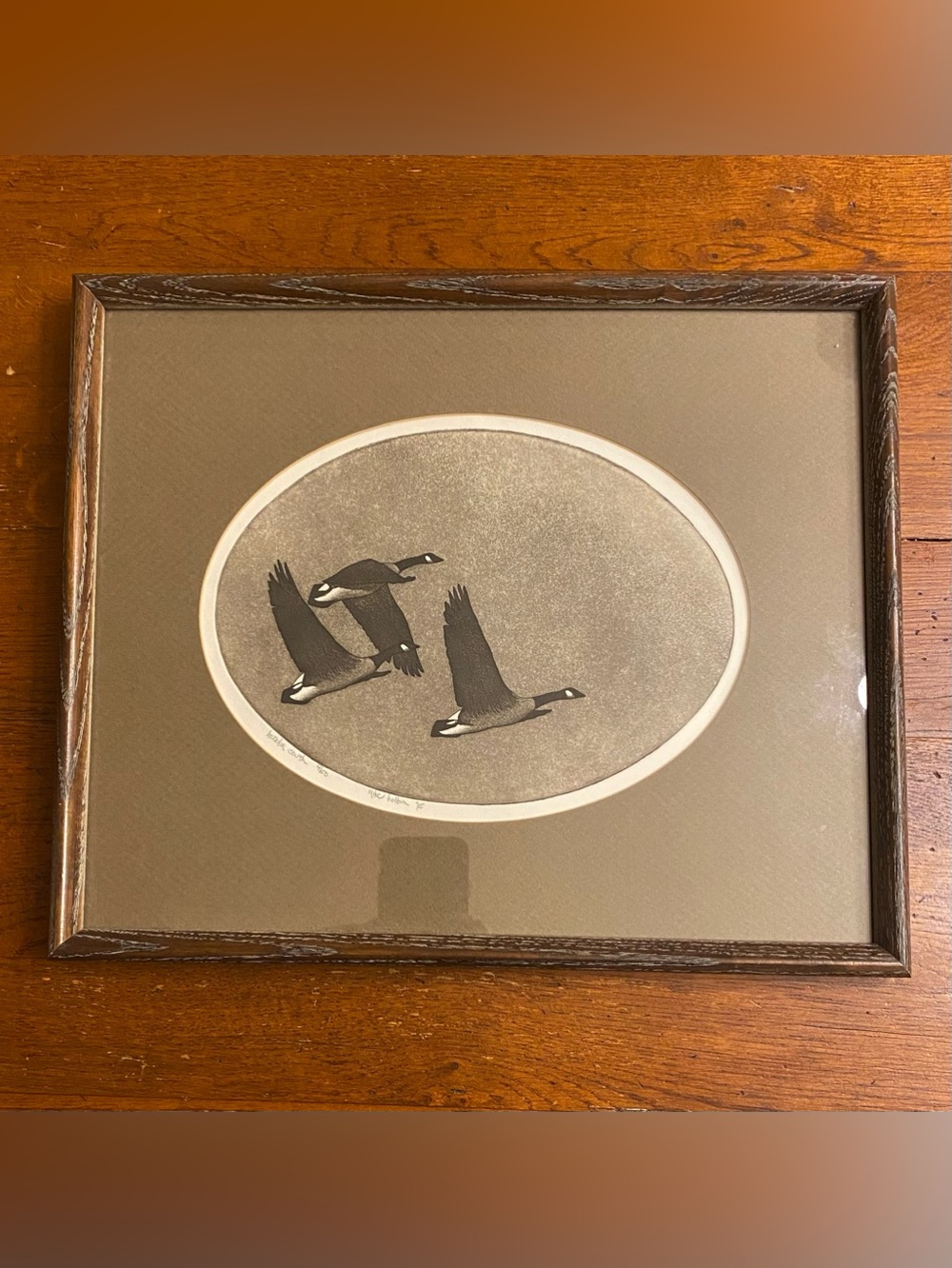 VTG 1975 Mike Hollern Canadian Geese Headin South Print 4/50 Matted Framed
